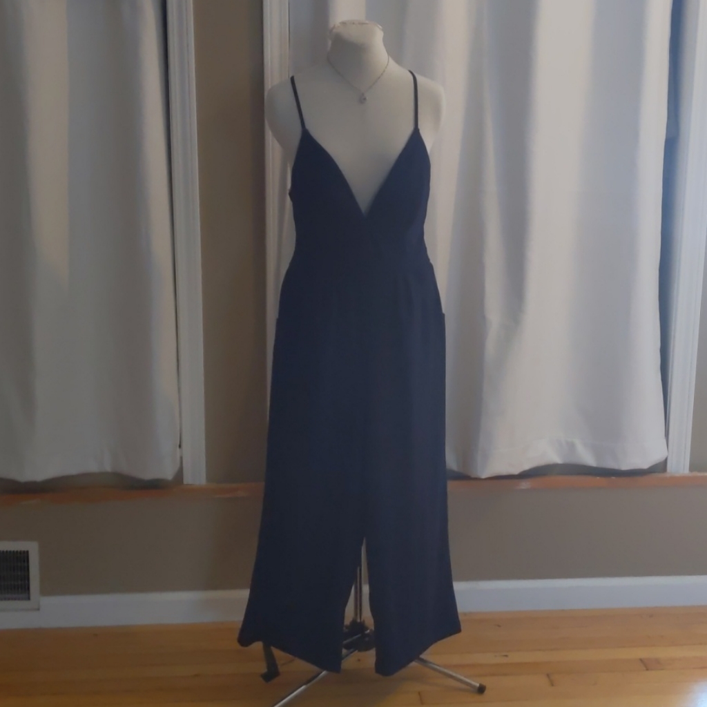Francesca's Navy Blue Jumpsuit Size L
